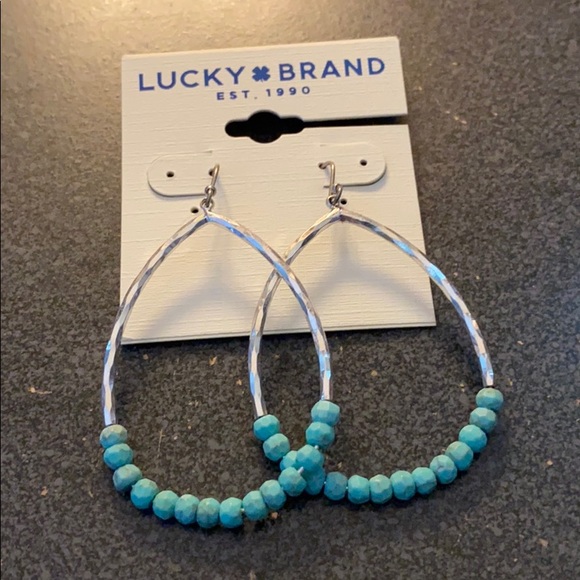 Lucky Brand Jewelry - Last 1! NEW turquoise beaded hoop earrings